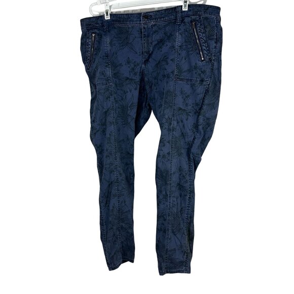 Gap Denim Legging Cargo Jeans Floral Pattern Size 16R Blue Made In Indonesia - Picture 1 of 9